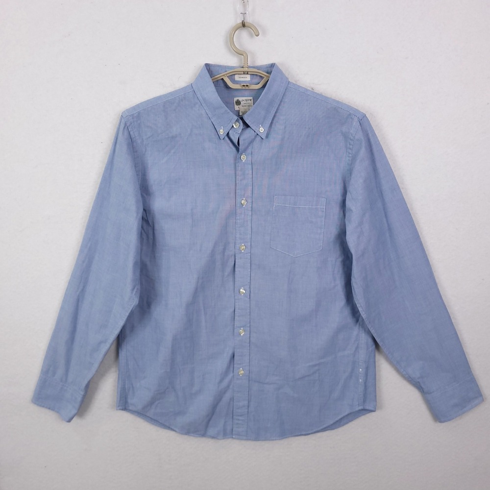 J.Crew Button Down Shirt Mens Large Blue Tailored Fit Washed Casual Long Sleeve